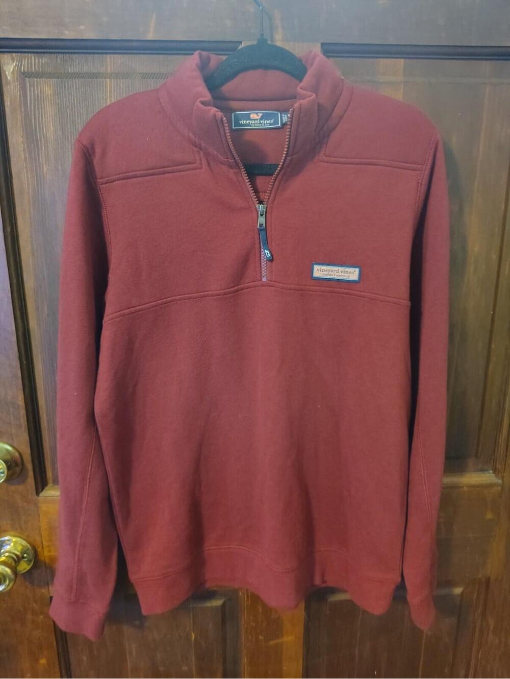 Vineyard Vines Sweater Teens XL 18 Maroon Pullover 1/4 Zip Preppy Casual